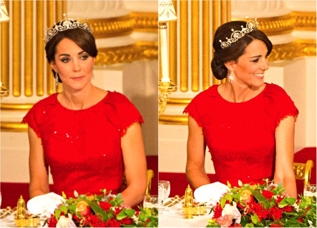 Kate Middleton em primeiro banquete oficial, em homenagem ao presidente chinês (Foto: Getty Images)