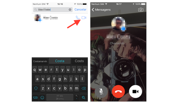 Iniciando uma videochamada no Facebook Messenger para iPhone (Foto: Reprodução/Marvin Costa)