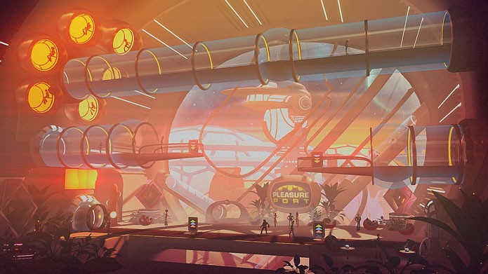 Os cenários de Headlander são um show à parte (Foto: Divulgação/Double Fine)