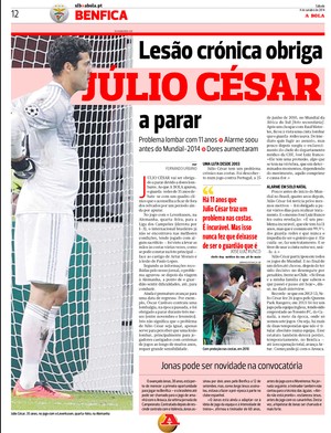 jornal Julio César, problema nas costas (Foto: Reprodução)