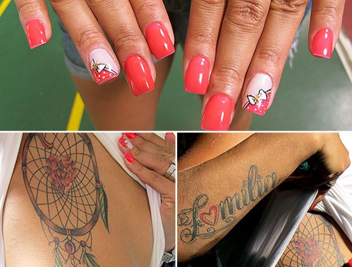 montagem Erika unhas e tatuagem vaidosa (Foto: Editoria de Arte)
