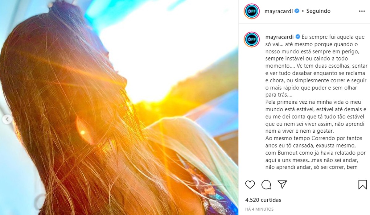 Maíra Cardi faz desabafo e diz que vai se afastar das redes (Foto: Reprodução/Instagram)