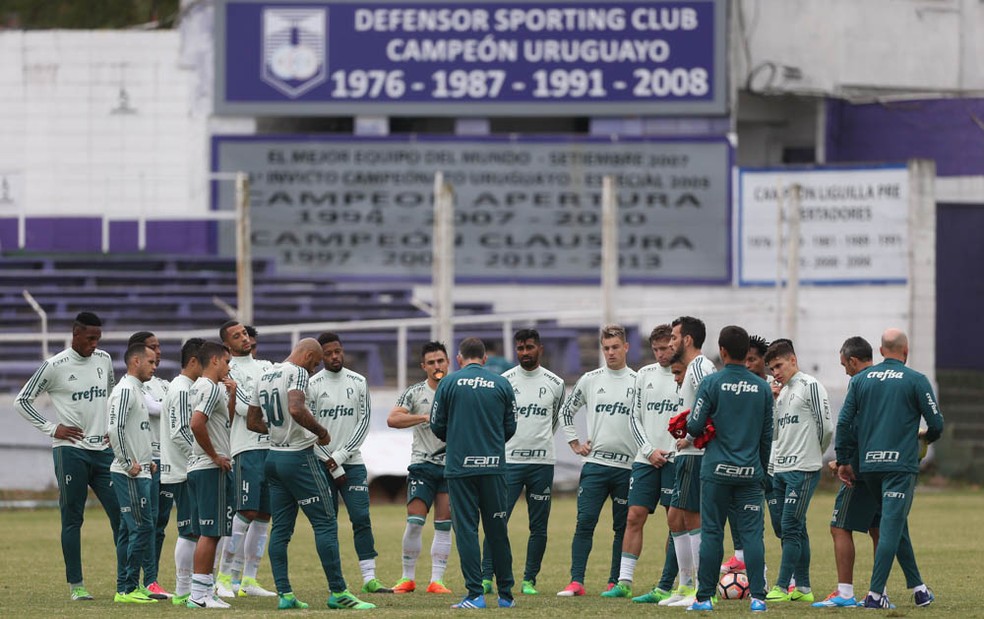 Palmeiras fez treino no estádio Luis Franzini, do Defensor, no Uruguai (Foto: Cesar Greco/Ag Palmeiras/Divulgação)