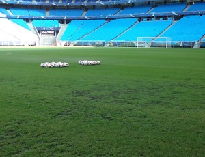 Gramado da Arena melhorou para receber Grêmio e Caracas pela Libertadores (Foto: Hector Werlang/Globoesporte.com)