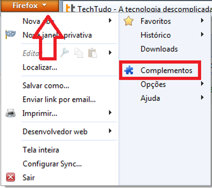 Atalho para os complementos do Firefox (Foto: Reprodução/Lívia Dâmaso)