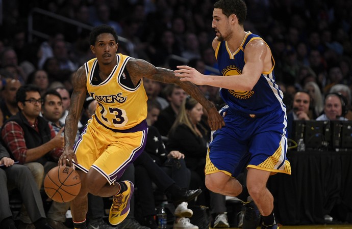 Louis Williams e Klay Thompson Warriors x Lakers NBA (Foto: Reuters)