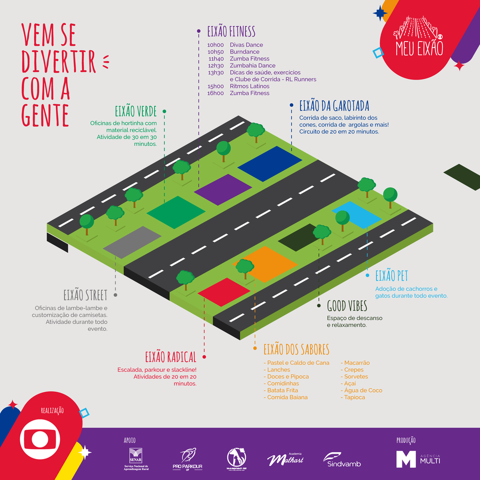 Mapa com a programação do evento (Foto: Reprodução)