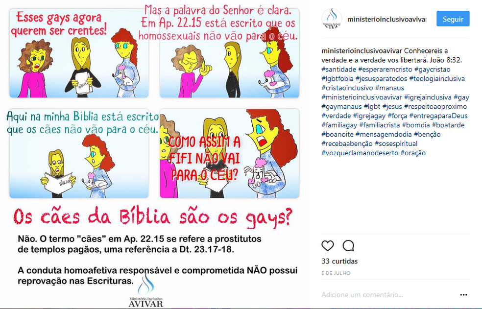 Igreja usa redes sociais para divulgação (Foto: Reprodução/Instagram)