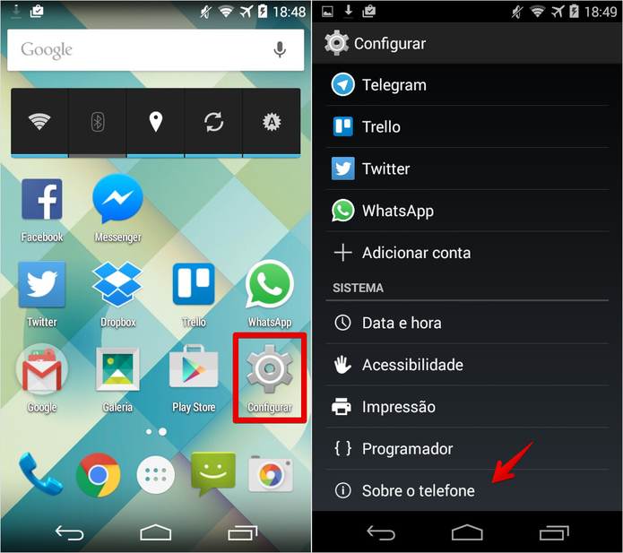 Acesse as configurações do Android (Foto: Reprodução/Helito Bijora)