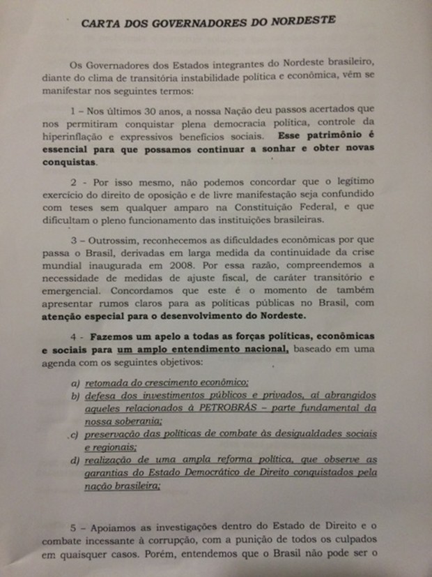 Carta governadores parte 1 (Foto: Reprodução)