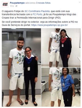 Corintiano Felipe está acertado com o Porto: quem confirma é o Poupatempo