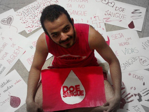 Estudante criou cartazes para incentivar doação em São João da Boa Vista (Foto: José Chiconi/Arquivo pessoal)