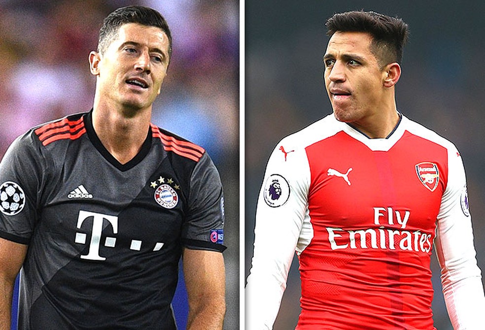 Duelo de artilheiros: Lewandowski e Alexis Sánchez são homens-gol de Bayern e Arsenal, respectivamente (Foto: Editoria de arte)