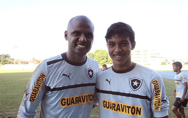 Gustavo e Jefferson no treino do Botafogo (Foto: Fred Huber / Globoesporte.com)