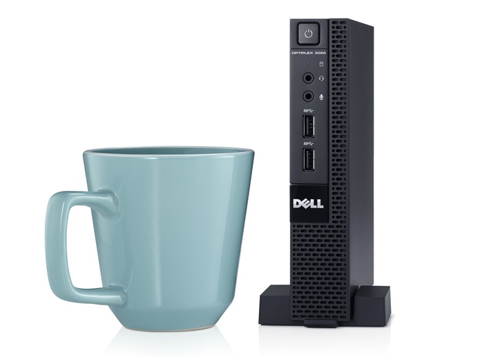 Desktop da Dell é um pouco maior do que xícara (Foto: Divulgação/Dell) Desktop da Dell é um pouco maior do que xícara (Foto: Divulgação/Dell)