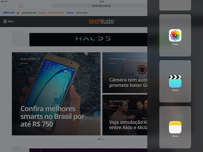 Tela de multitarefas do novo iPad: boa, mas tem que melhorar (Foto: Thiago Barros/TechTudo)