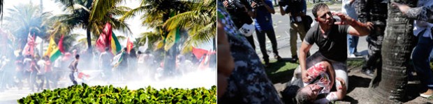 AO VIVO: grupo avança, e Força Nacional usa bomba antes de leilão do pré-sal (Néstor J. Beremblum/Brazil Photo Press/Estadão Conteúdo; Wilton Junior/Estadão Conteúdo)