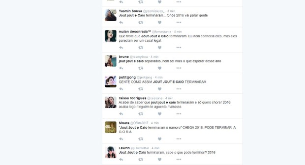 No Twitter, internautas comentam separação de Jout Jout e Caio (Foto: Reprodução/Twitter)