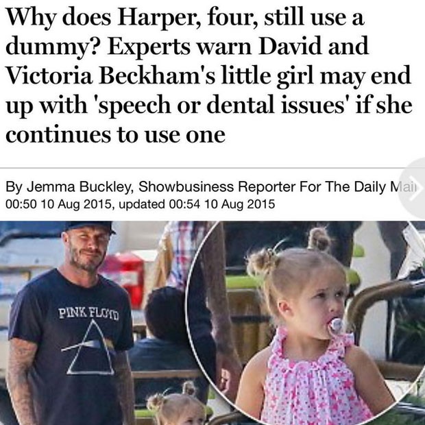 David Beckham e Harper viraram manchete de jornal (Foto: Reprodução/ Instagram)