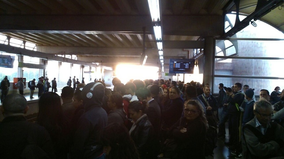 Passageiros do Metrô que desembarcaram após trem apresentar falha (Foto: Arquivo Pessoal)