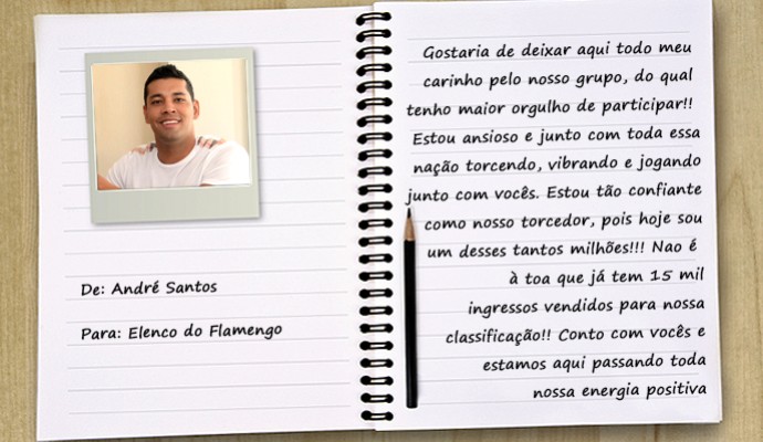recado André Santos elenco Flamengo  (Foto: Editoria de Arte)