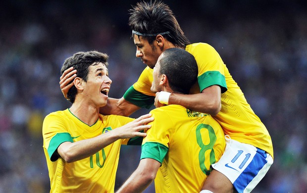 comemoração Brasil, Coreia do Sul x Brasil (Foto: Agência AFP)