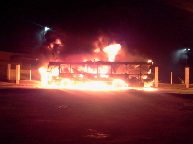 Incêndio em ônibus atingiu também a rede elétrica da rua (Foto: Divulgação/Jornal Z Norte)