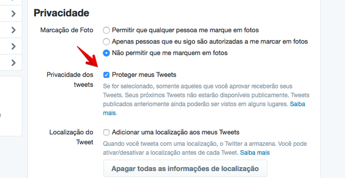 Protegendo o seu perfil no microblog (Foto: Reprodução/Helito Bijora) Protegendo o seu perfil no microblog (Foto: Reprodução/Helito Bijora)