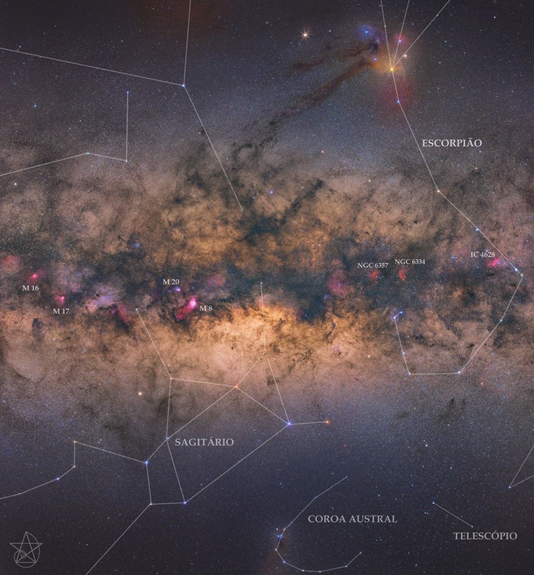 Centro da Via Láctea, capturada com uma lente 50 mm (Foto: Kiko Fairbairn)