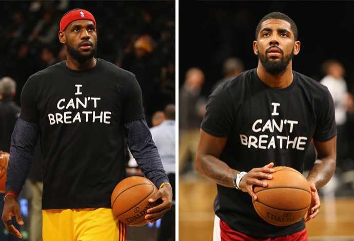 montagem LeBron James Kyrie Irving camisa NBA (Foto: Getty Images)