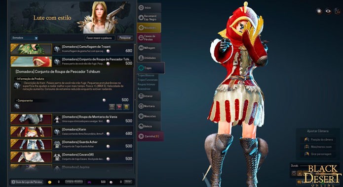 As roupas da loja do Black Desert não afetam o status do personagem (Foto: Reprodução/Tais Carvalho) As roupas da loja do Black Desert não afetam o status do personagem (Foto: Reprodução/Tais Carvalho)