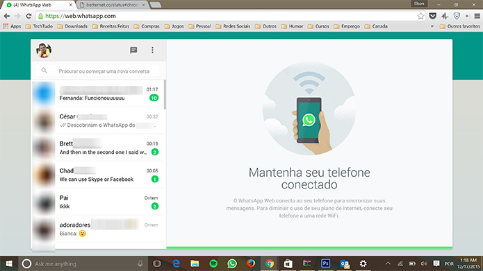 WhatsApp Web pode voltar a funcionar no Brasil com VPN (Foto: Reprodução/Elson de Souza)