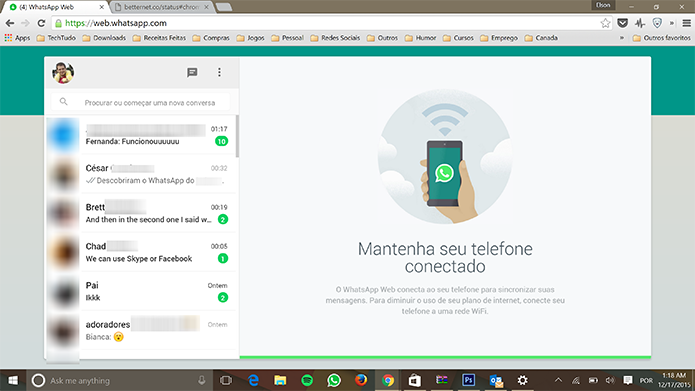 WhatsApp Web pode voltar a funcionar no Brasil com VPN (Foto: Reproduo/Elson de Souza)