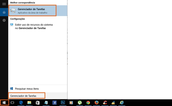 Acesse o Gerenciador de Tarefas pelo menu Iniciar (Foto: Reprodução/Barbara Mannara)