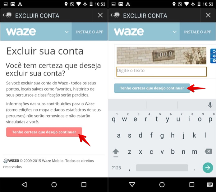 Excluindo conta do Waze (Foto: Reprodução/Helito Bijora) Excluindo conta do Waze (Foto: Reprodução/Helito Bijora)