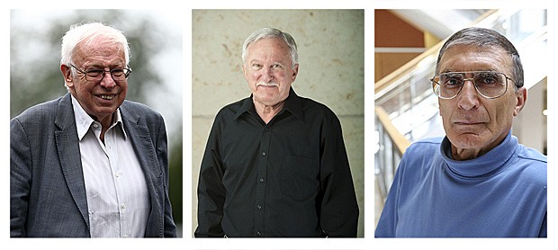 Tomas Lindahl, Paul Modrich e Aziz Sancar, ganhadores do Prêmio Nobel de Química de 2015 (Foto: J. Tallis/AFP - HHMI/Divulgação - UNC/Reuters)