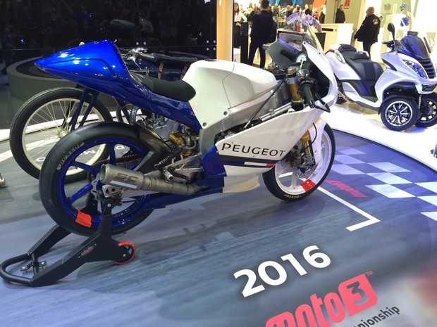 Motocicleta que a Peugeot usará na Moto3 (Foto: Rafael Miotto/G1)