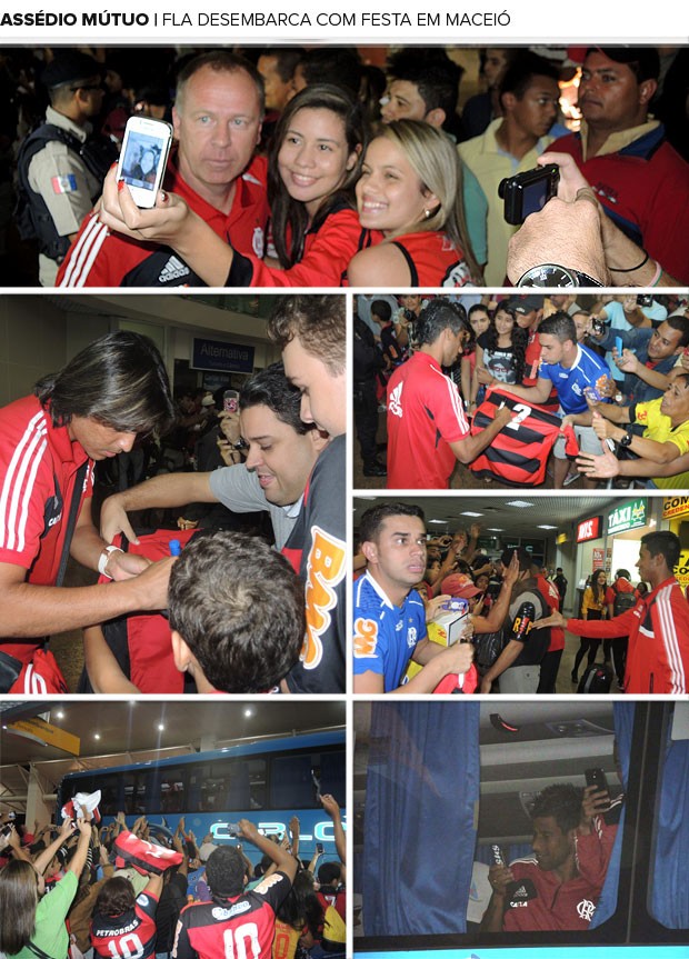 Mosaico desembarque Flamengo (Foto: Cahê Mota)