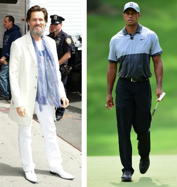 O ator Jim Carrey e o golfista Tiger Woods (Foto: Getty Images)