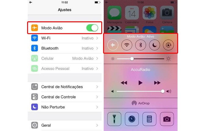 No Modo Avião, os alertas são desligados, bem como as conexões Wi-fi e 3G (Foto: Reprodução/Karla Soares)
