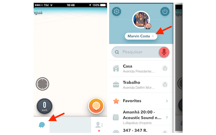 Acessando as informações de perfil de um usuário do Waze no iPhon (Foto: Reprodução/Marvin Costa) Acessando as informações de perfil de um usuário do Waze no iPhon (Foto: Reprodução/Marvin Costa)