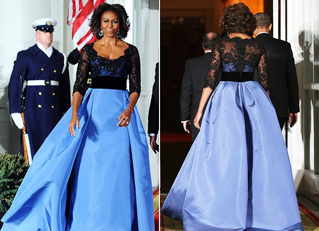 Michelle Obama - Jantar na Casa Branca em homenagem a Francois Hollande (Foto: Agência AFP)