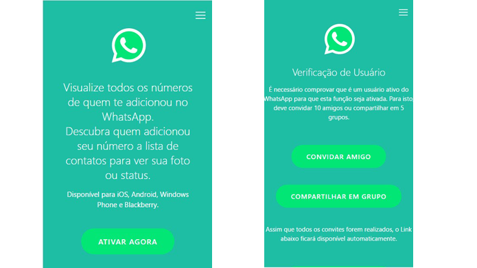 Golpe engana usuários oferecendo função falsa para o WhatsApp (Foto: Divulgação/Psafe)