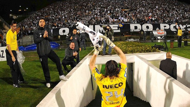Corinthians comemorando, Libertadores, Cássio (Foto: Marcos Ribolli  / Globoesporte.com)