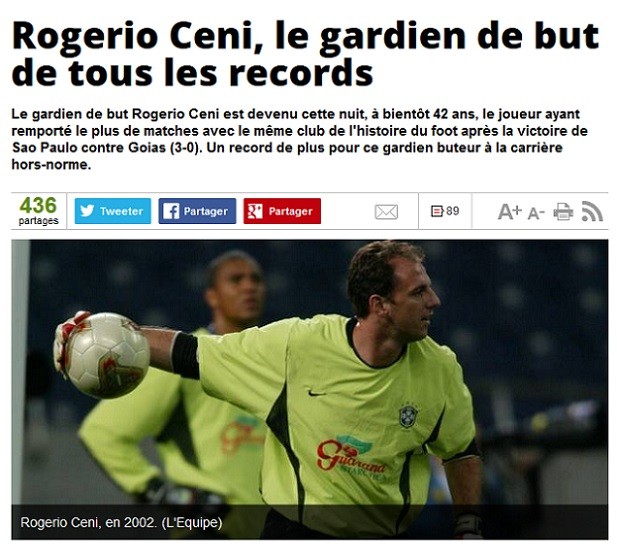 Rogério Ceni é destaque na revista francesa France Football (Foto: Reprodução SporTV)