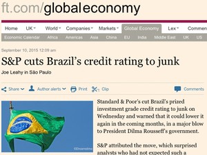 Financial Times ressalta que os títulos brasileiros viraram &#39;lixo&#39; (Foto: Reprodução/Financial Times)