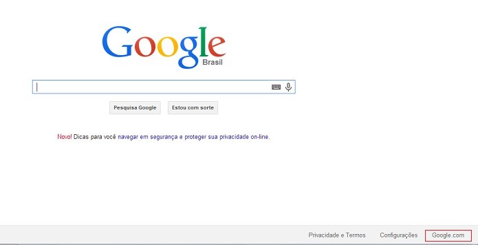 Coloque na versão americana do Google (Reprodução/Taysa Coelho)