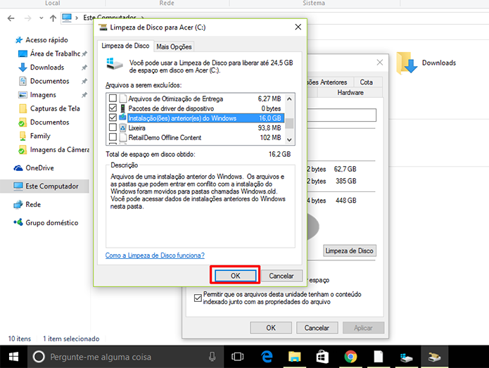 Windows.old fica registrado como Instalações anteriores do Windows (Foto: Reprodução/Elson de Souza)