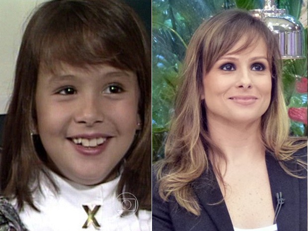Antes e Depois: Duda como atriz mirim e como integrante da equipe do Mais Você (Foto: TV Globo)