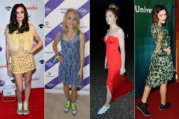 Famosas usando tênis - Cher Lloyd, Annasophia Robb, Nicola Roberts e Katherine McPhee (Foto: Getty Images)